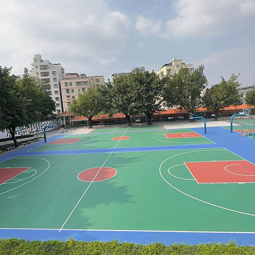 广州115中学全塑型自结纹跑道+足球场+硅PU球场